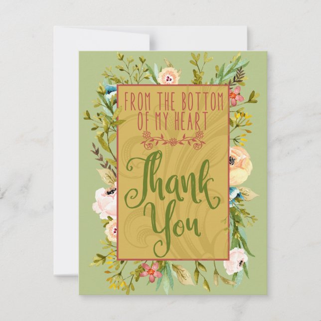 Bottom of My Heart Floral Thank You Card (Front)