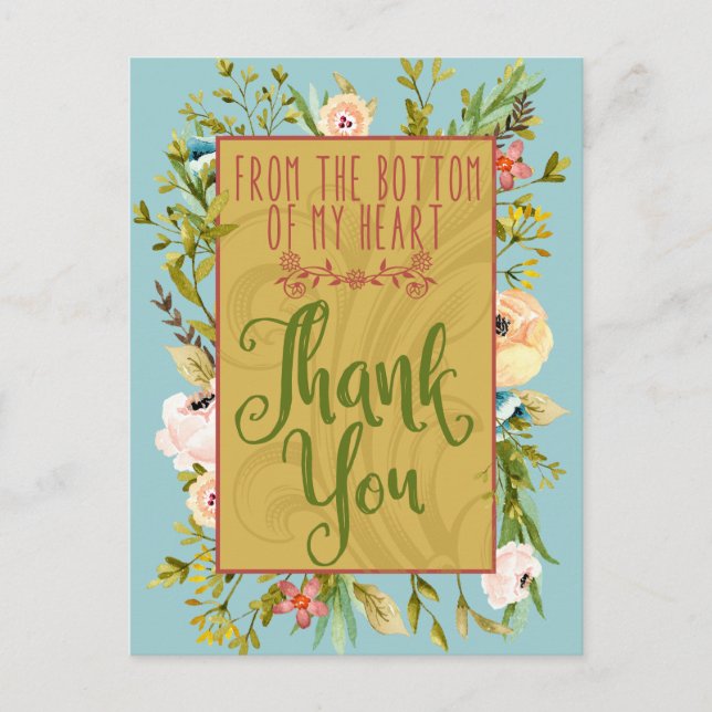 Bottom of My Heart Floral Thank You Postcard (Front)