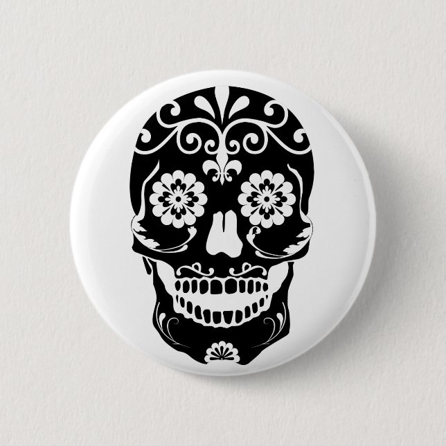 Bottom Sugar Skull 6 Cm Round Badge (Front)