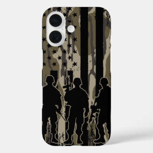 Bottomland Camo American Flag & Soldiers iPhone 16 Case