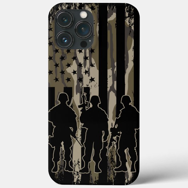 Bottomland Camo American Flag & Soldiers Case-Mate iPhone Case (Back)