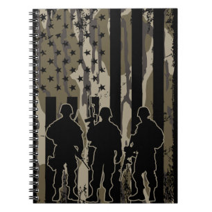 Bottomland Camo American Flag & Soldiers Notebook