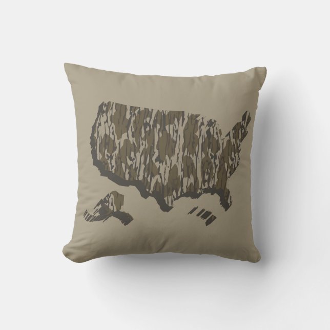 Bottomland Camo American Map Camouflaged Cushion (Front)