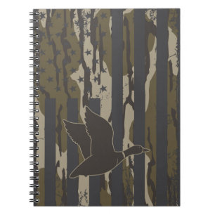 Bottomland Camo Duck Hunting American Flag USA Notebook