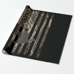 Bottomland Camo Duck Hunting American Flag USA Wrapping Paper