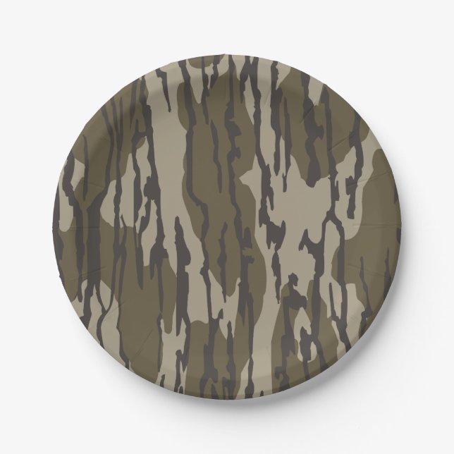 Bottomland camo for men hunting apparel paper plate (Front)