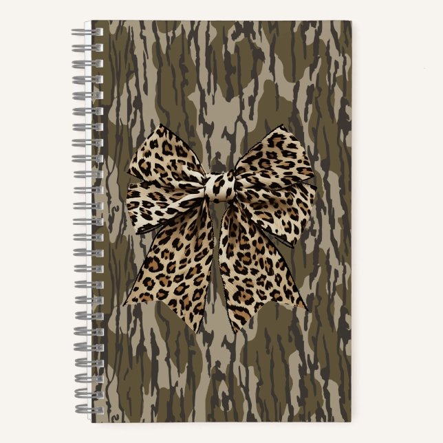 Bottomland Camo Leopard Bow Ribbon Hunting Women Notebook (Front)