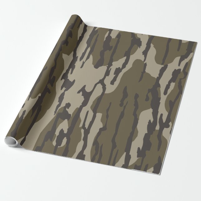 Bottomland Camo Old School Camouflage Wrapping Paper (Unrolled)