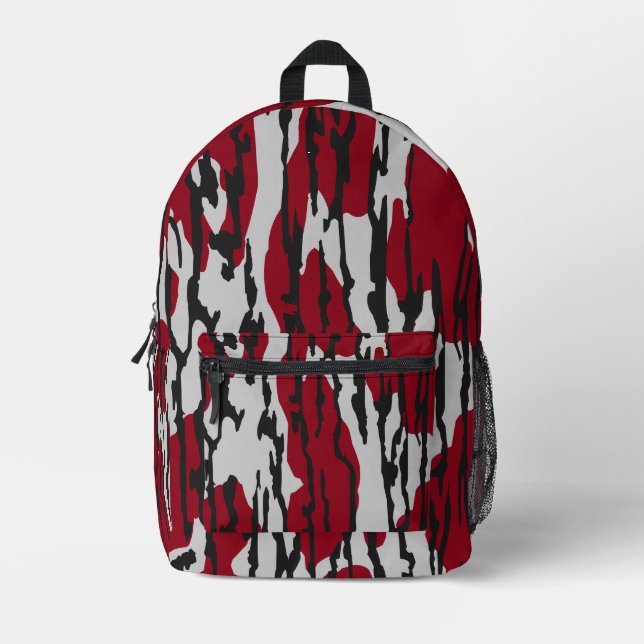 Bottomland Camo red and White pattern boys girls Printed Backpack (Front)