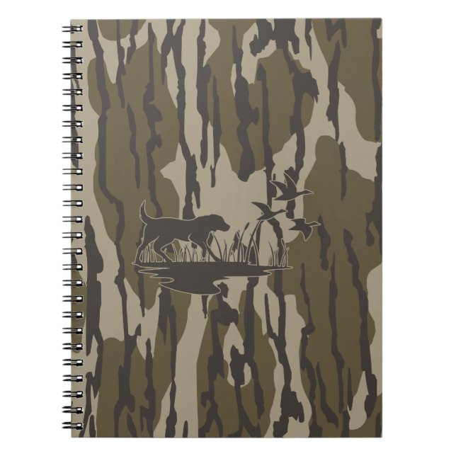Bottomland Camo Skin Dog and Ducks Notebook (Front)