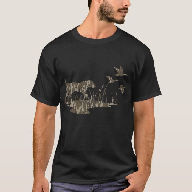Bottomland Camo Skin Dog and Ducks T-Shirt (Front)