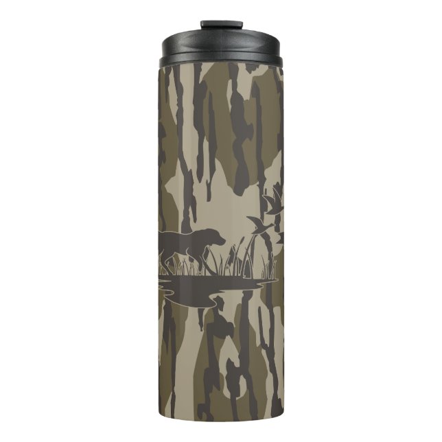 Bottomland Camo Skin Dog and Ducks Thermal Tumbler (Front)