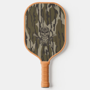 Bottomland Camo Vintage Classic Rifle and Skull Pickleball Paddle