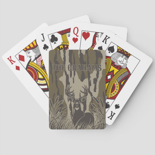 Bottomland camo whitetail deer buck hunting camo playing cards (Back)