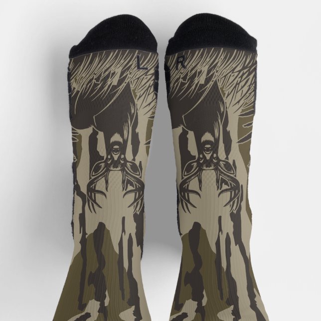 Bottomland camo whitetail deer buck hunting camo socks (Top)