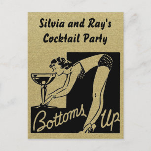 Bottoms Up Cocktail Party Personalised Invitation Postcard