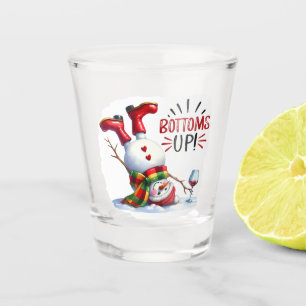 Bottoms up cute Snowman Drinking Wine Shot Glass