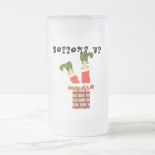 Bottoms Up Frosted Glass Beer Mug