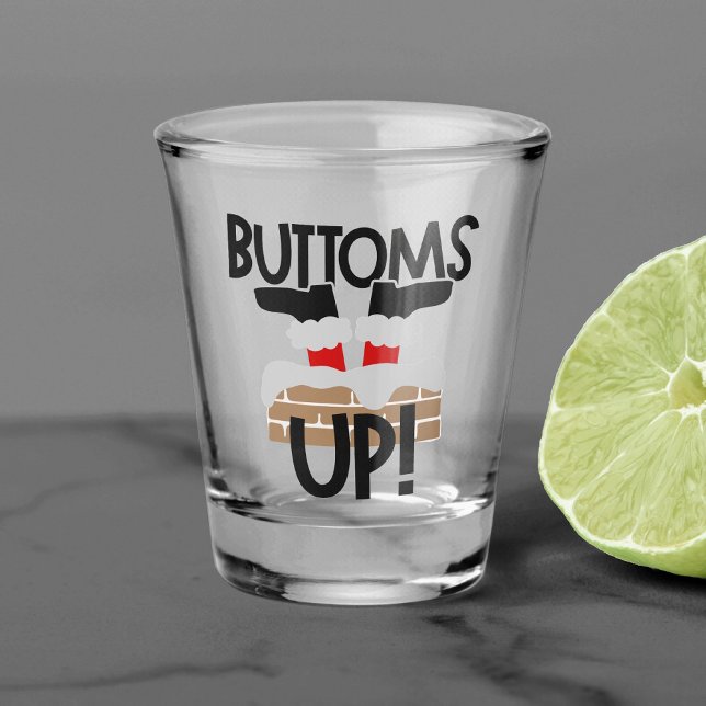 Bottoms Up | Funny Santa Claus Drinking Humour Shot Glass (Creator Uploaded)