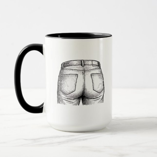 Bottoms Up! Funny White Elephant Gift Christmas Mug (Left)
