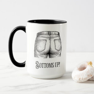 Bottoms Up! Funny White Elephant Gift Christmas Mug
