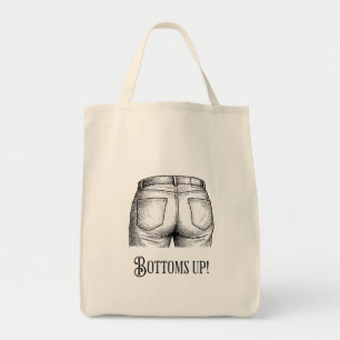 Bottoms Up! Funny White Elephant Gift Christmas Tote Bag
