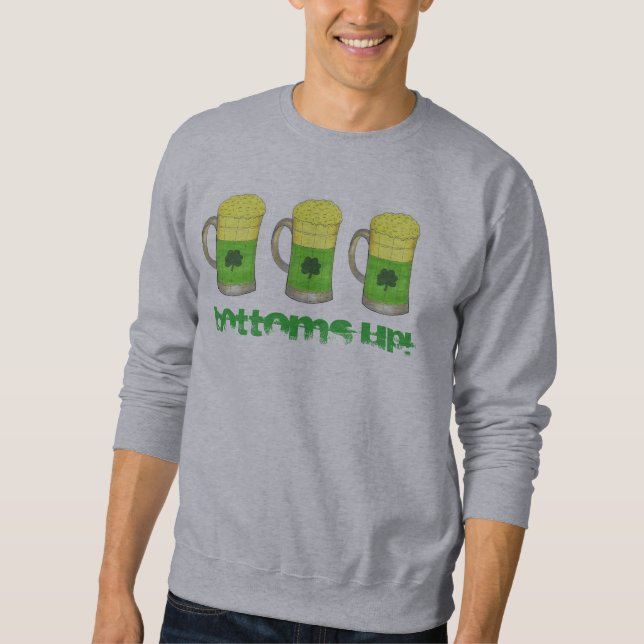 BOTTOMS UP Green Beer St. Patrick's Day Drinking Sweatshirt (Front)