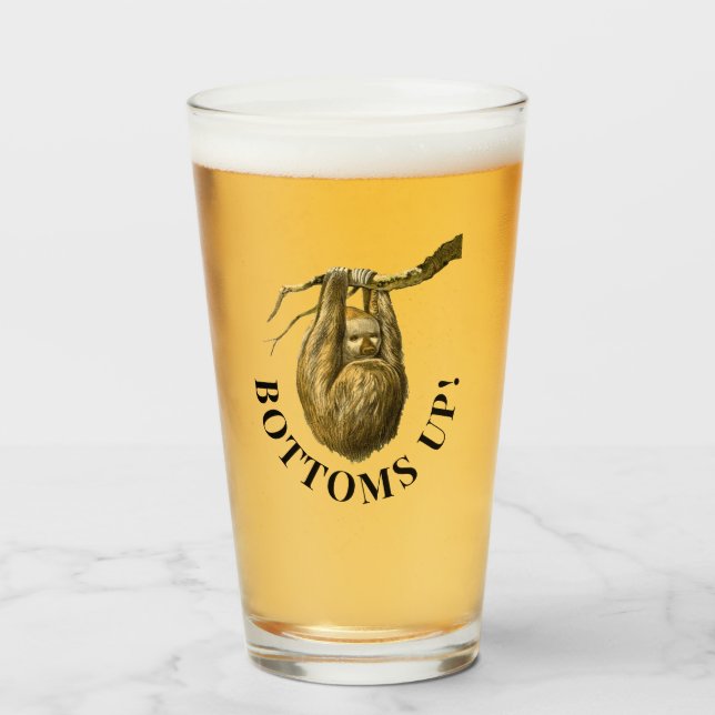 "Bottoms Up" Sloth Glass (Front Filled)
