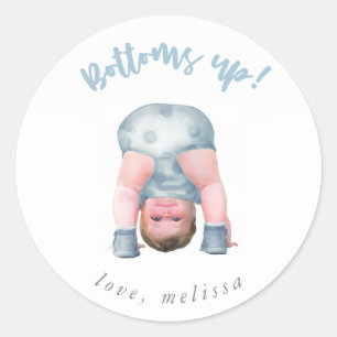 Bottoms up! (Steel blue/blonde) boy Classic Round Sticker