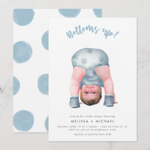 Bottoms up! (Steel blue/blonde) boy Invitation