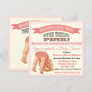 Bottom's Up Vintage Baby Girl Shower Invitations