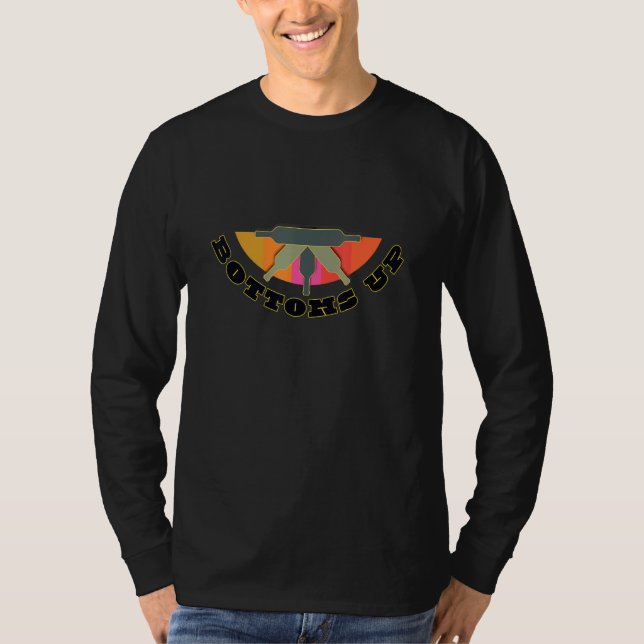 Bottoms Up  Wine T-Shirt (Front)