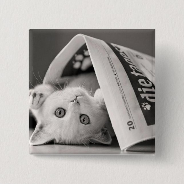 Botton Cat 15 Cm Square Badge (Front)