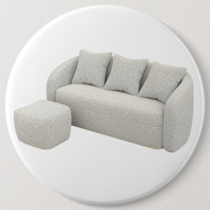 Boucle sofa with ottoman 6 cm round badge