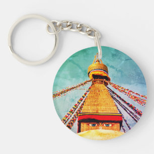 Boudhanath Stupa, Buddha Eyes, Himalayas, Nepal Key Ring