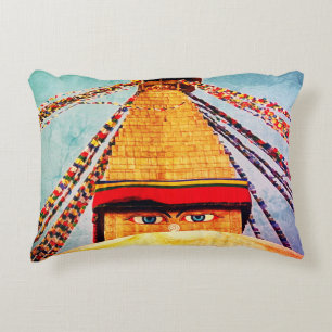 Boudhanath Stupa, Buddha Eyes, Kathmandu, Nepal Decorative Cushion