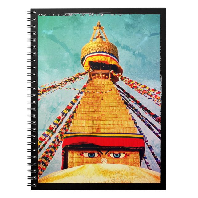 Boudhanath Stupa, Buddha Eyes, Kathmandu, Nepal Notebook (Front)