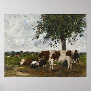 Boudin - Cows At Pasture Poster