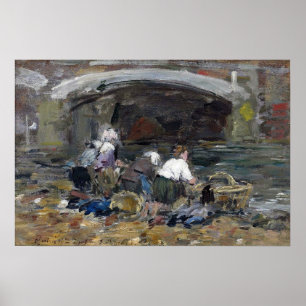 Boudin - Laundresses Near Bridge 1885 Poster