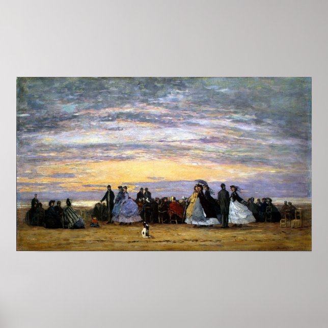 Boudin - The Beach At Villerville, 1864 Poster (Front)