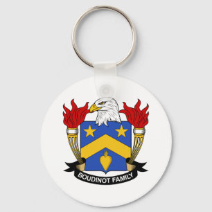 Boudinot Family Crest Key Ring