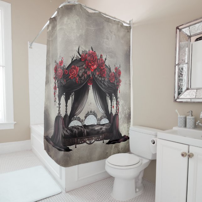 Boudoir | Canopy Scarf Old Victoran Poster Bed Shower Curtain (In Situ)