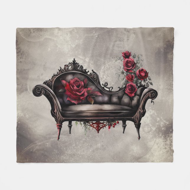 Boudoir Chaise | Victorian Fainting Lounger Couch Fleece Blanket (Front (Horizontal))