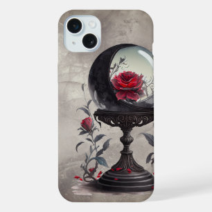 Boudoir Crystal Ball Crescent Moon Red Roses iPhone 15 Plus Case