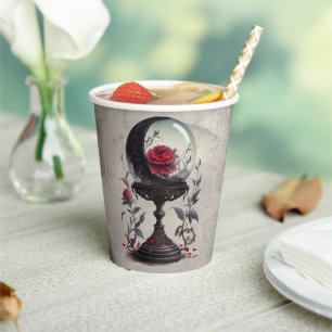 Boudoir   Crystal Ball Crescent Moon Red Roses Paper Cups