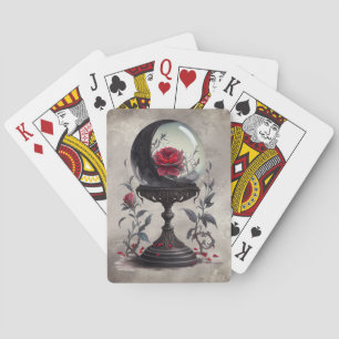 Boudoir   Crystal Ball Crescent Moon Red Roses Playing Cards