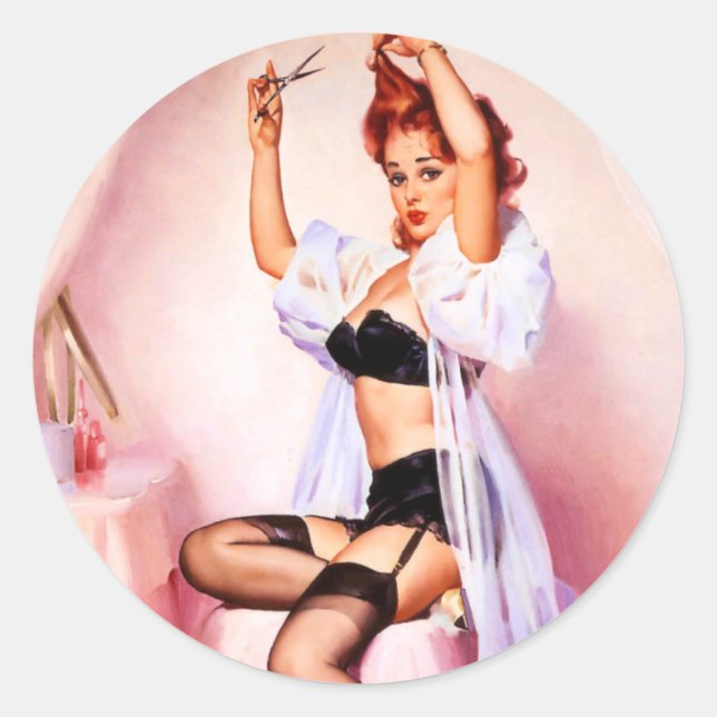 Boudoir Pin Up Classic Round Sticker (Front)
