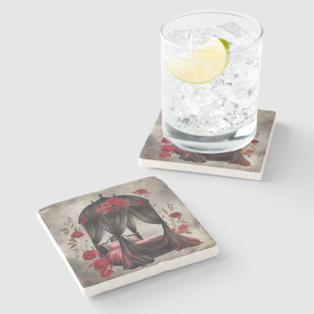 Boudoir | Scarf Canopy Old Antique Poster Bed Stone Coaster (Side)