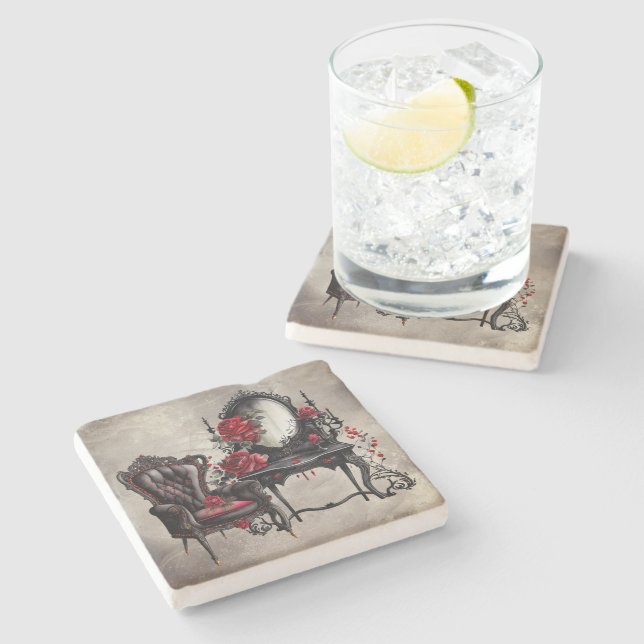 Boudoir | Vanity Mirror and Victorian Parlour Chai Stone Coaster (Side)