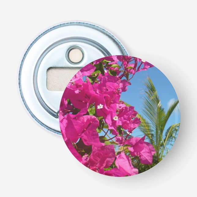 Bougainvillea and Palm Tree Tropical Nature Scene Bottle Opener (Front)